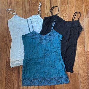 Maurices Lace Trim Camisoles - Black, White, Teal